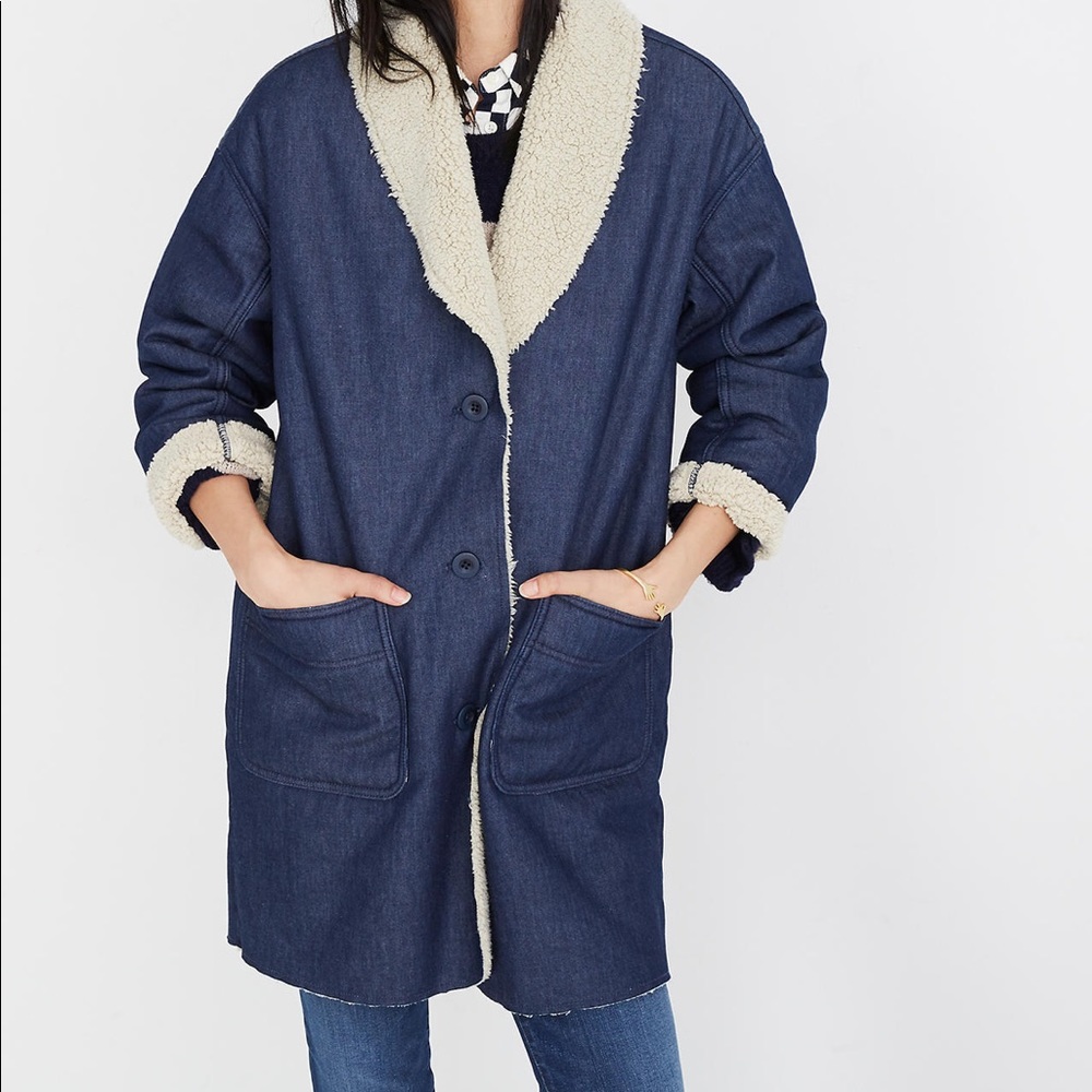 Madewell Sherpa denim cocoon coat